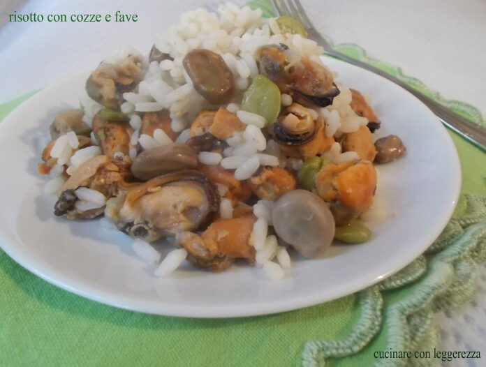 Risotto con cozze e fave