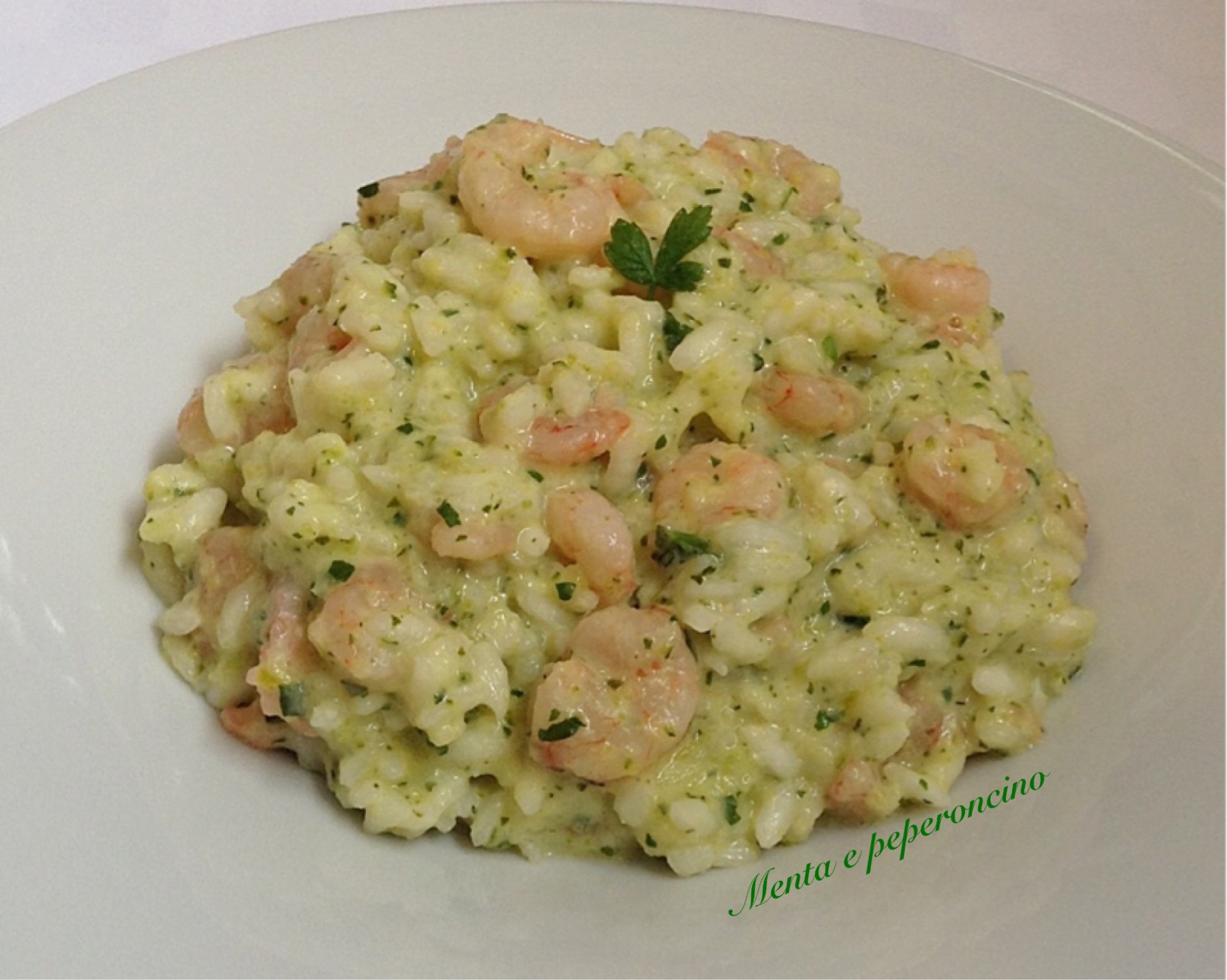 Risotto con crema di zucchine e gamberetti