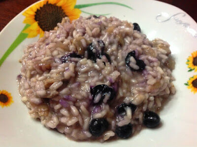 Risotto con funghi e mirtilli