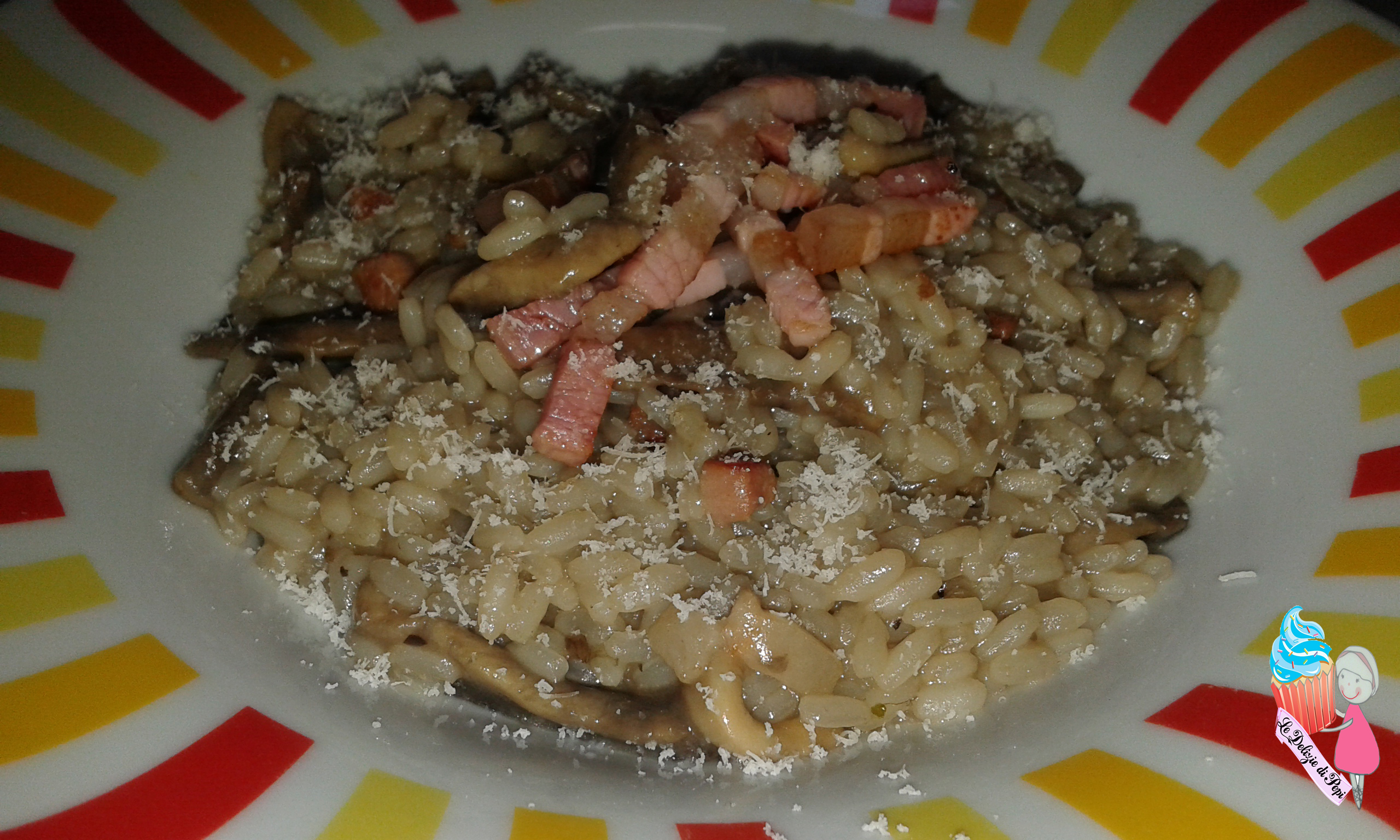 Risotto con funghi e pancetta