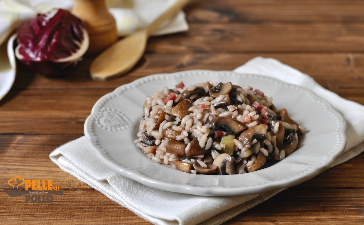 Risotto con funghi e radicchio rosso