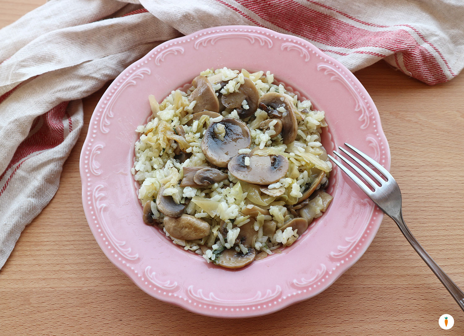 Risotto con funghi e verza