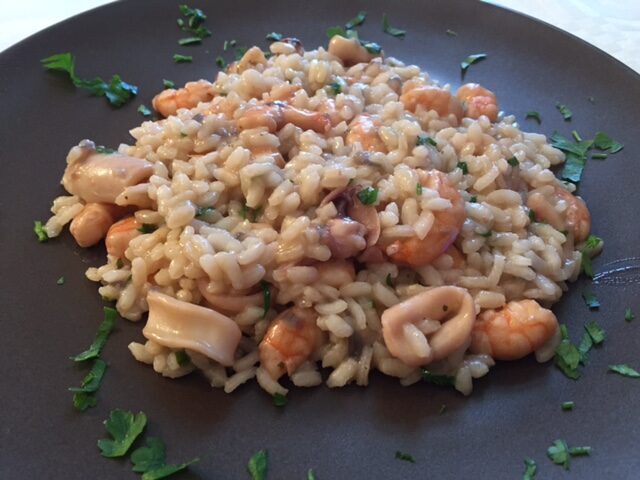 Risotto con gamberi e calamari