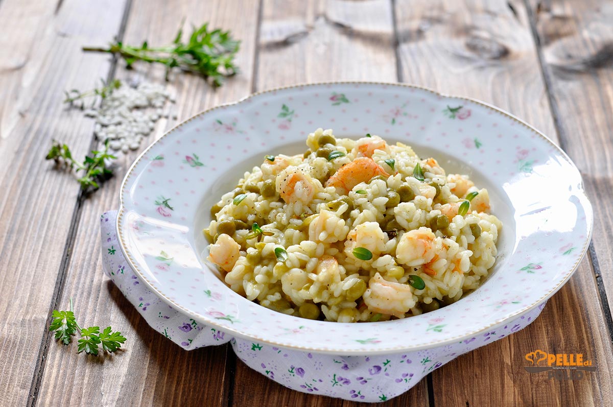 Risotto con gamberi e piselli