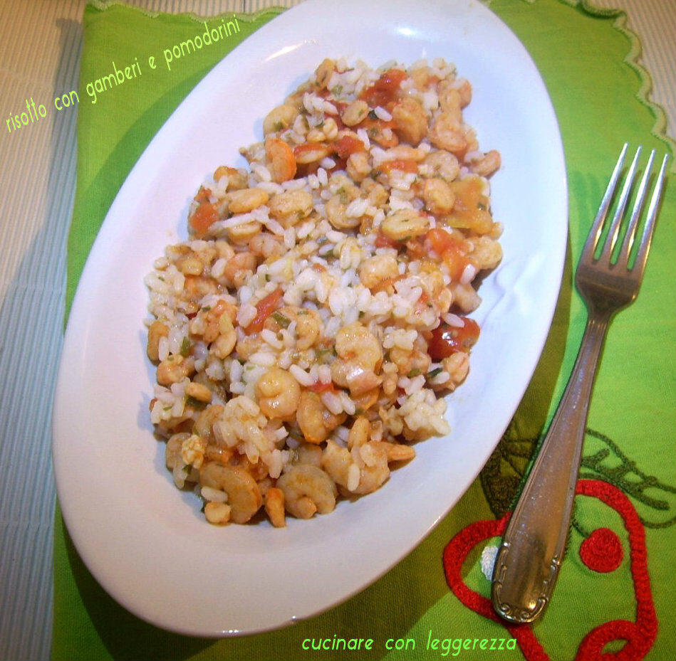 Risotto con gamberi e pomodorini