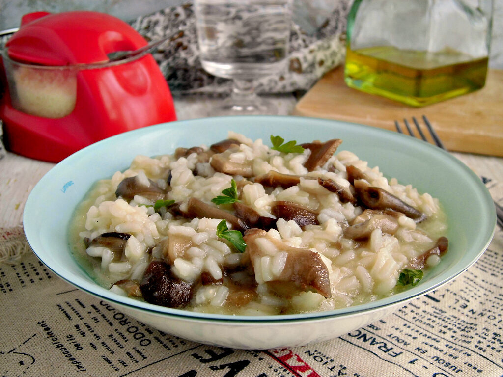 Risotto con i funghi pleurotus