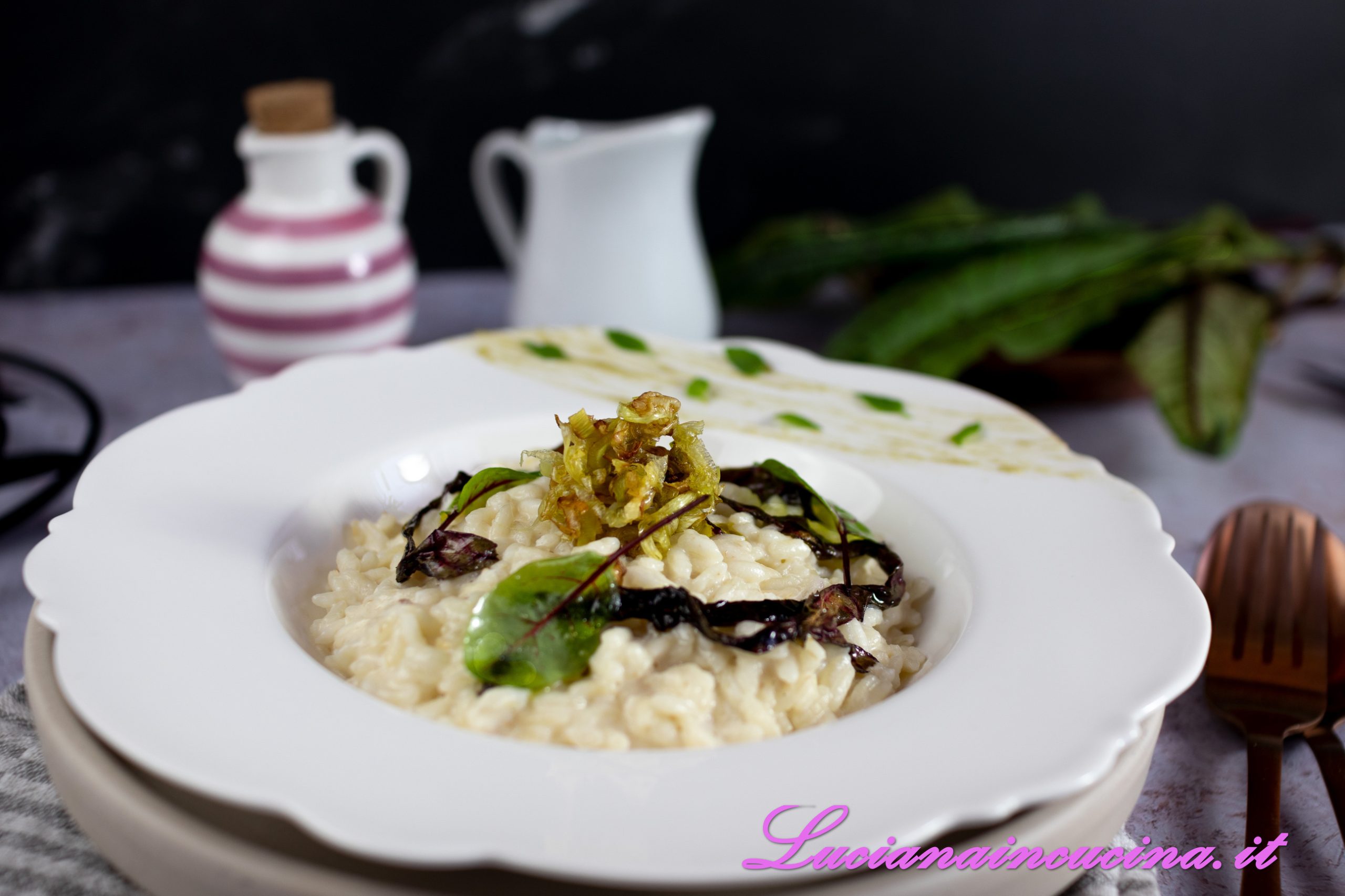 Risotto con latte di capra e acetosella