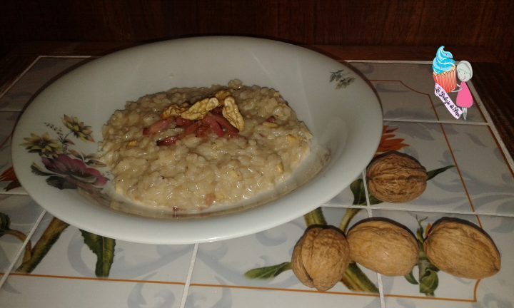 Risotto con noci speck e gorgonzola