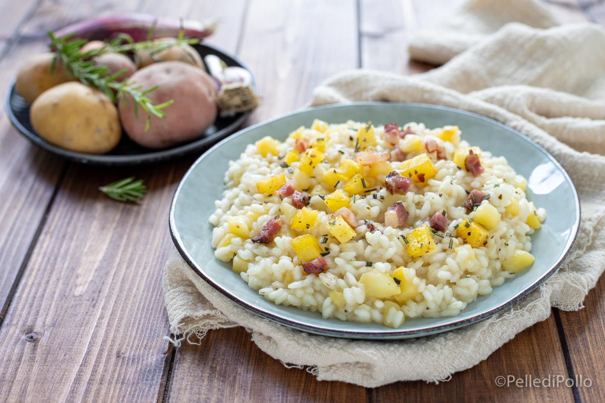 Risotto con patate e pancetta