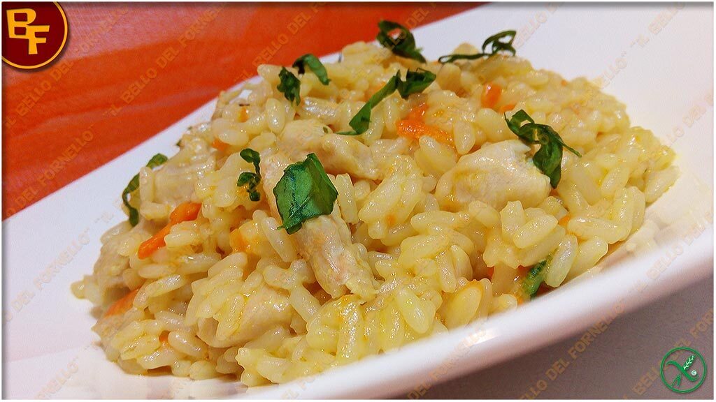 Risotto con pollo e carote al curry