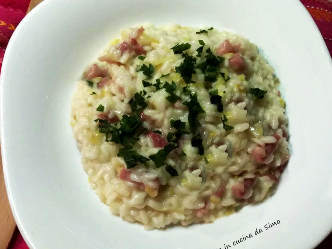 Risotto con porri e pancetta