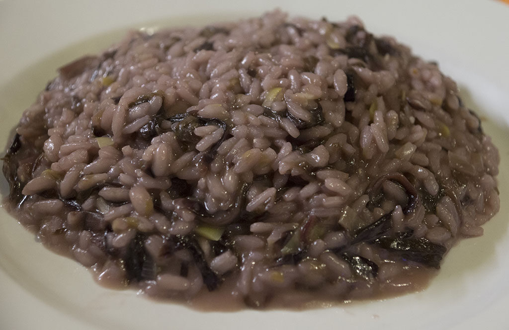 Risotto con radicchio e porri