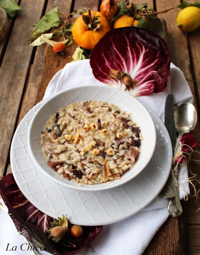 Risotto con radicchio, gorgonzola e nocciole