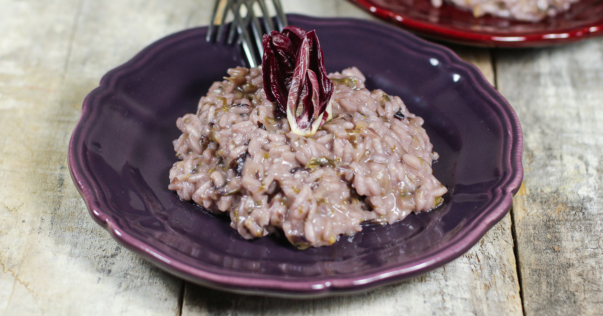 Risotto con radicchio rosso e castelmagno, che è una prova d’amore