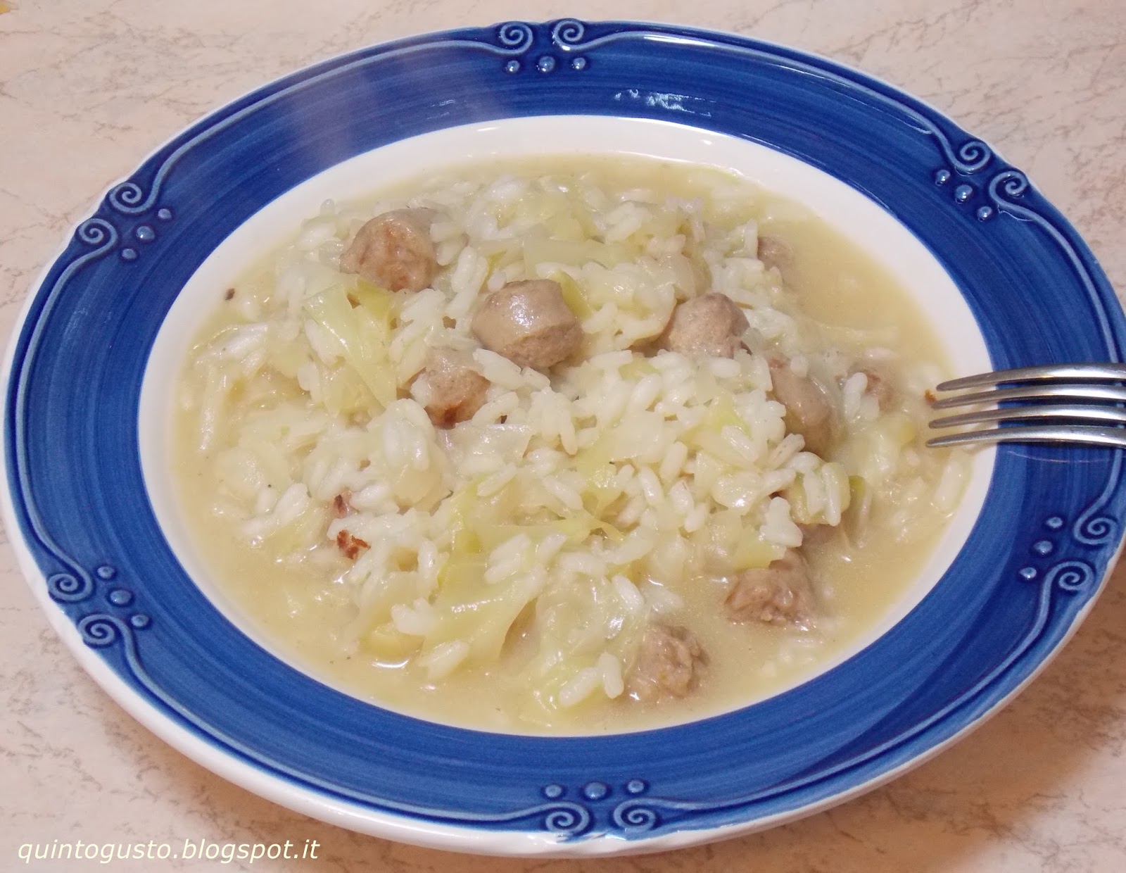 Risotto con salsiccia e cavolo cappuccio bianco