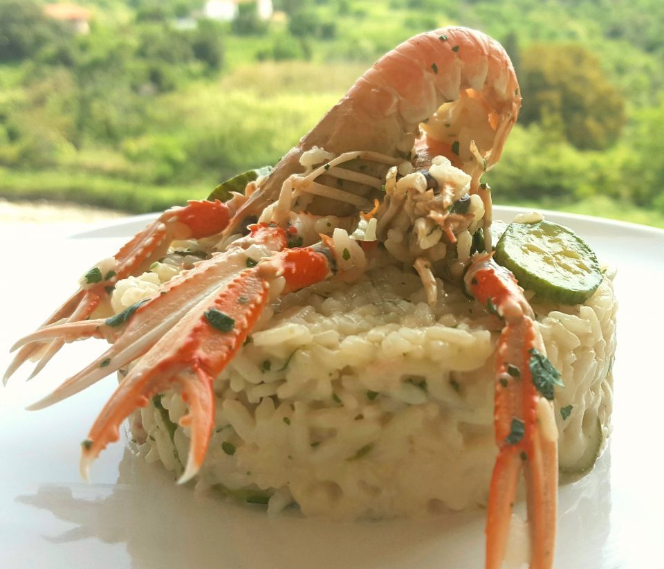 Risotto con scampi e zucchine