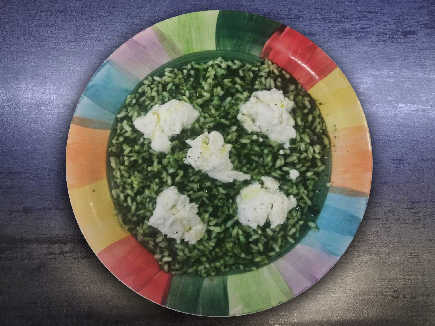 Risotto con spinaci e burrata