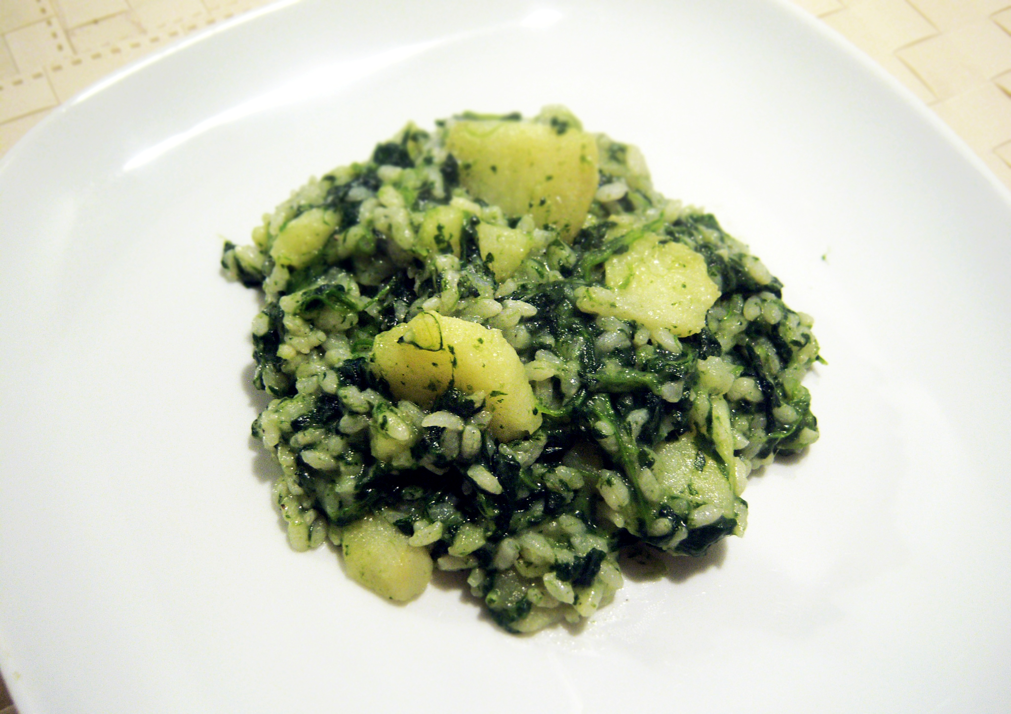 Risotto con spinaci e patate