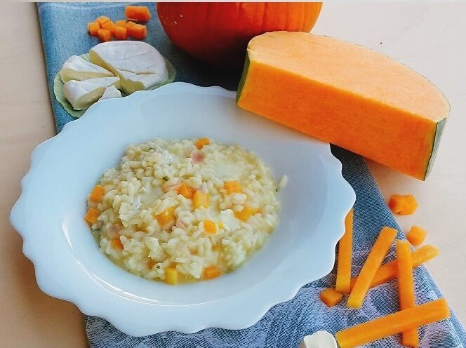Risotto con tomino e cubetti di zucca