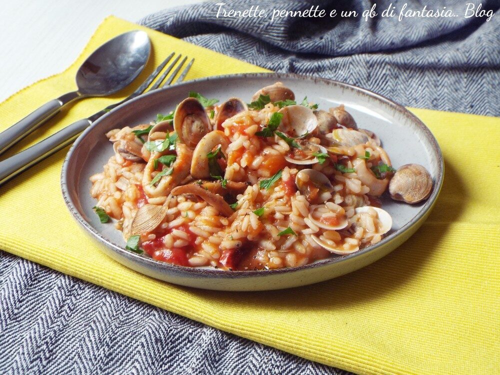 Risotto con vongole e calamari