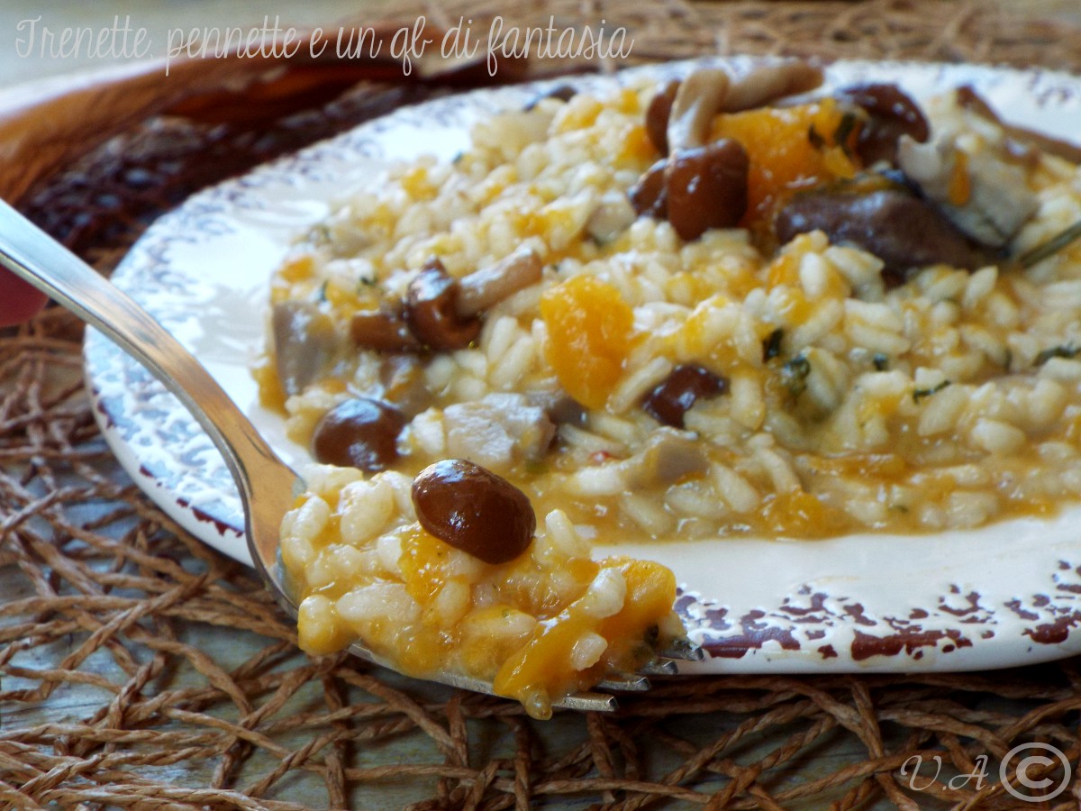 Risotto con zucca e funghi misti