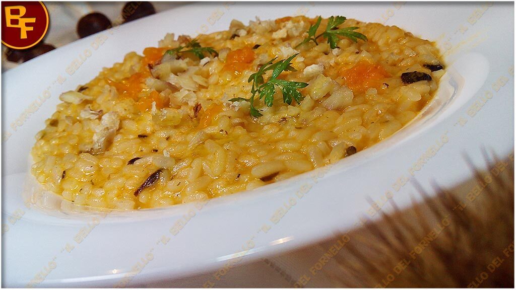 Risotto con zucca funghi porcini e castagne