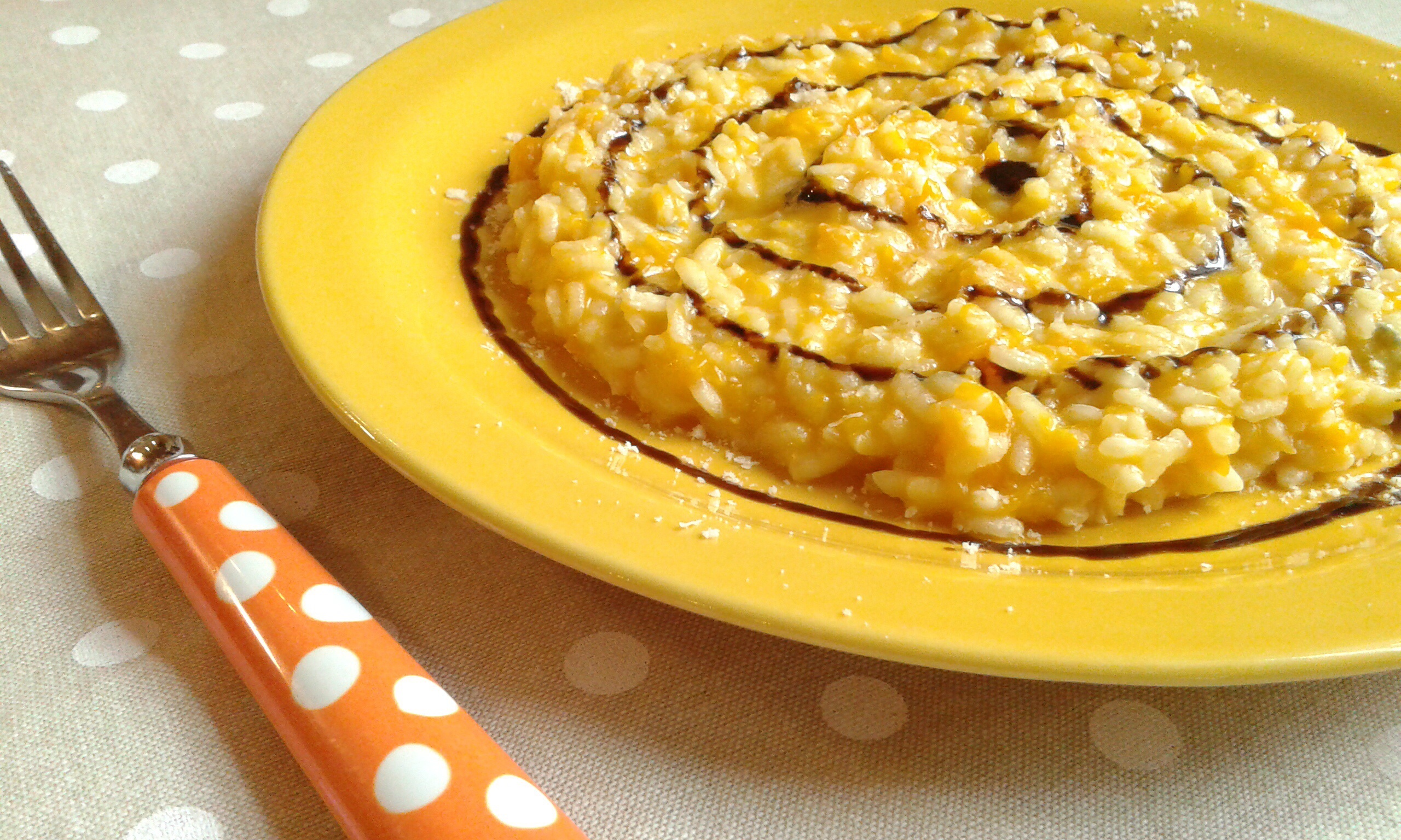 Risotto con zucca, gorgonzola e balsamico