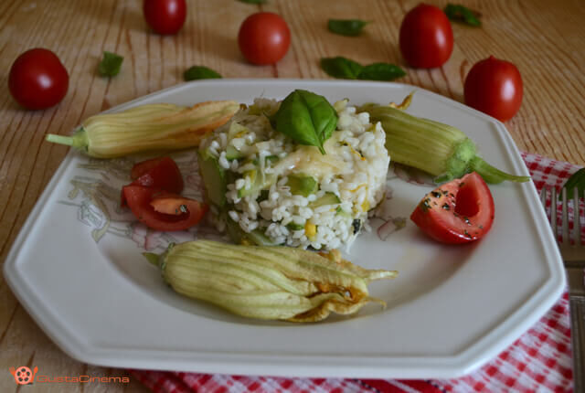 Risotto con zucchine e fiori di zucca