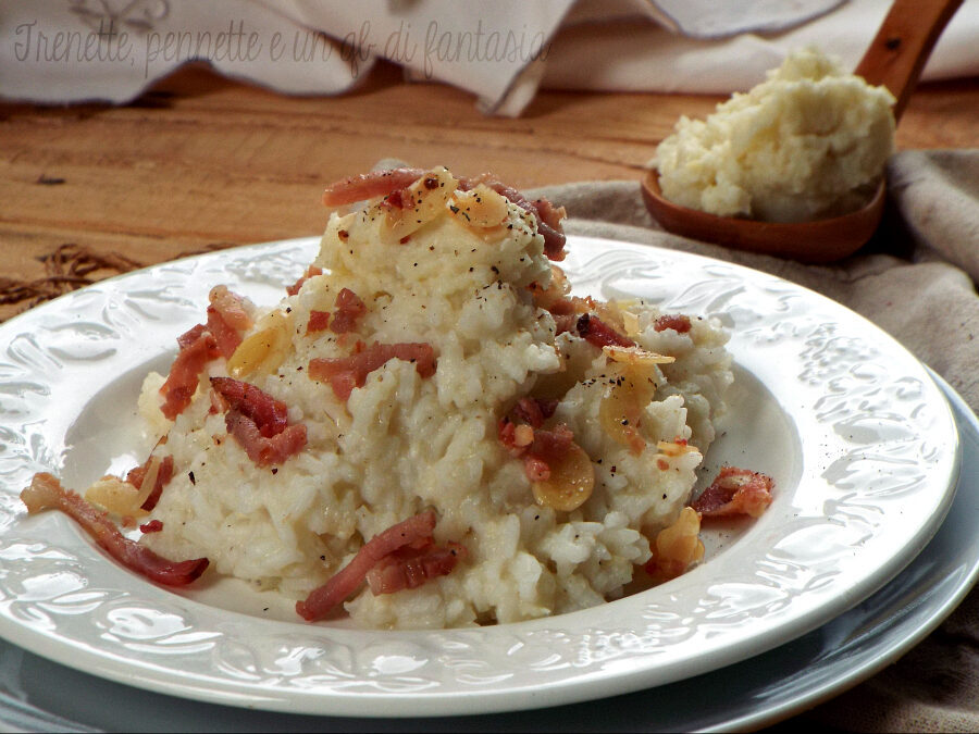 Risotto cremoso con cavolfiore pancetta e mandorle