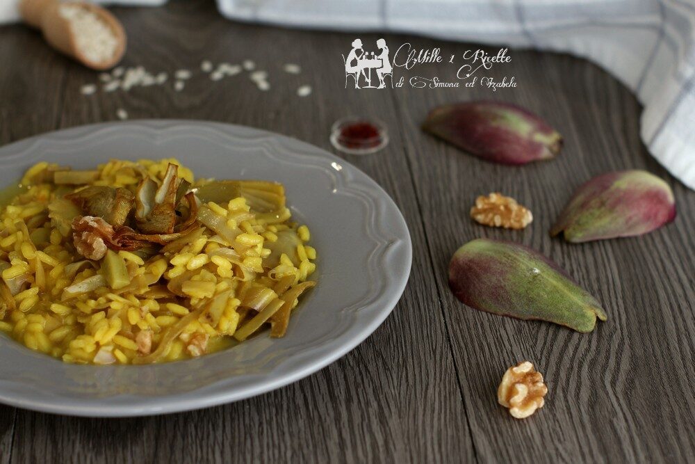 Risotto dorato con carciofi e noci