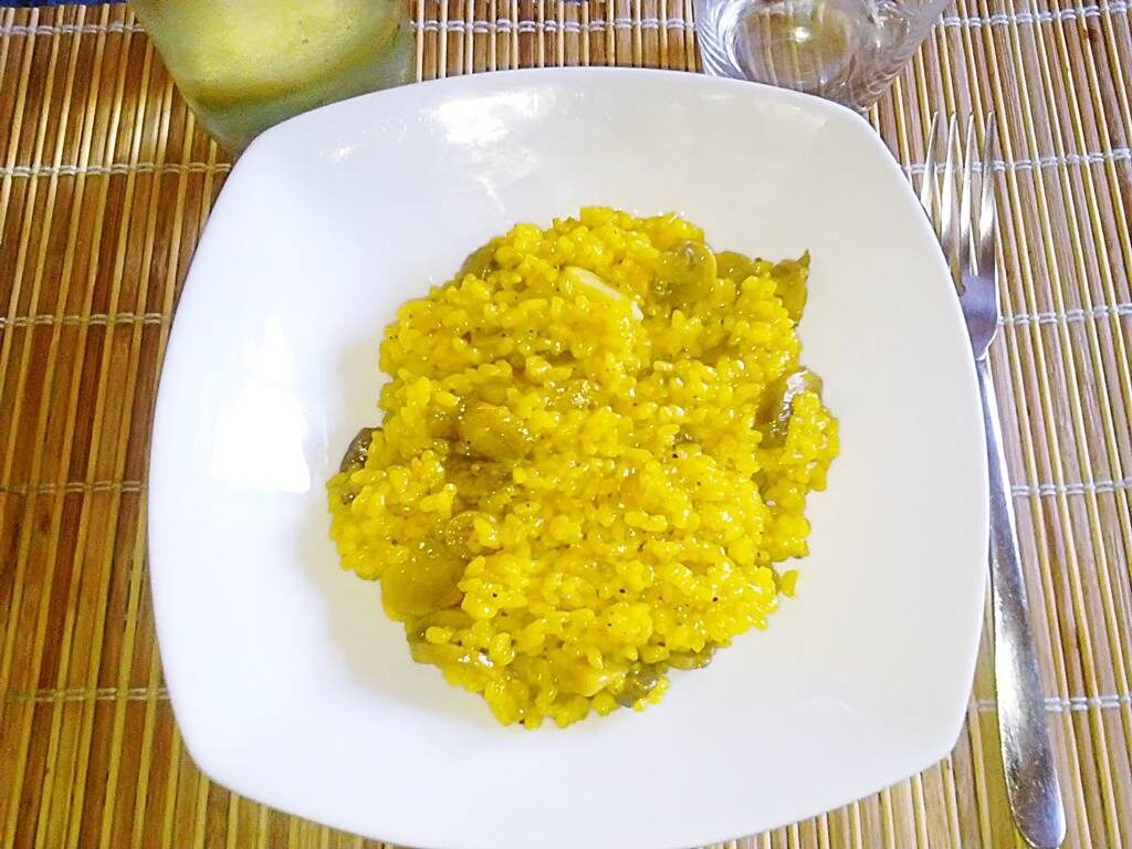 Risotto funghi e zafferano al microonde