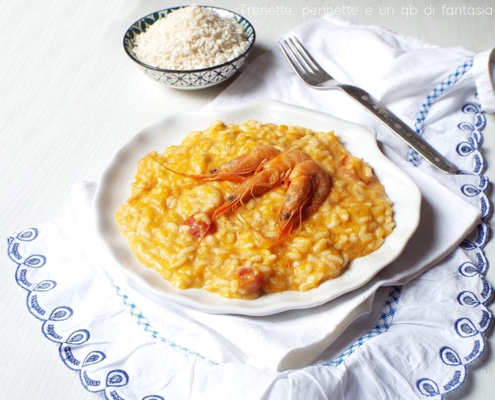 Risotto gamberi, zucca e gorgonzola