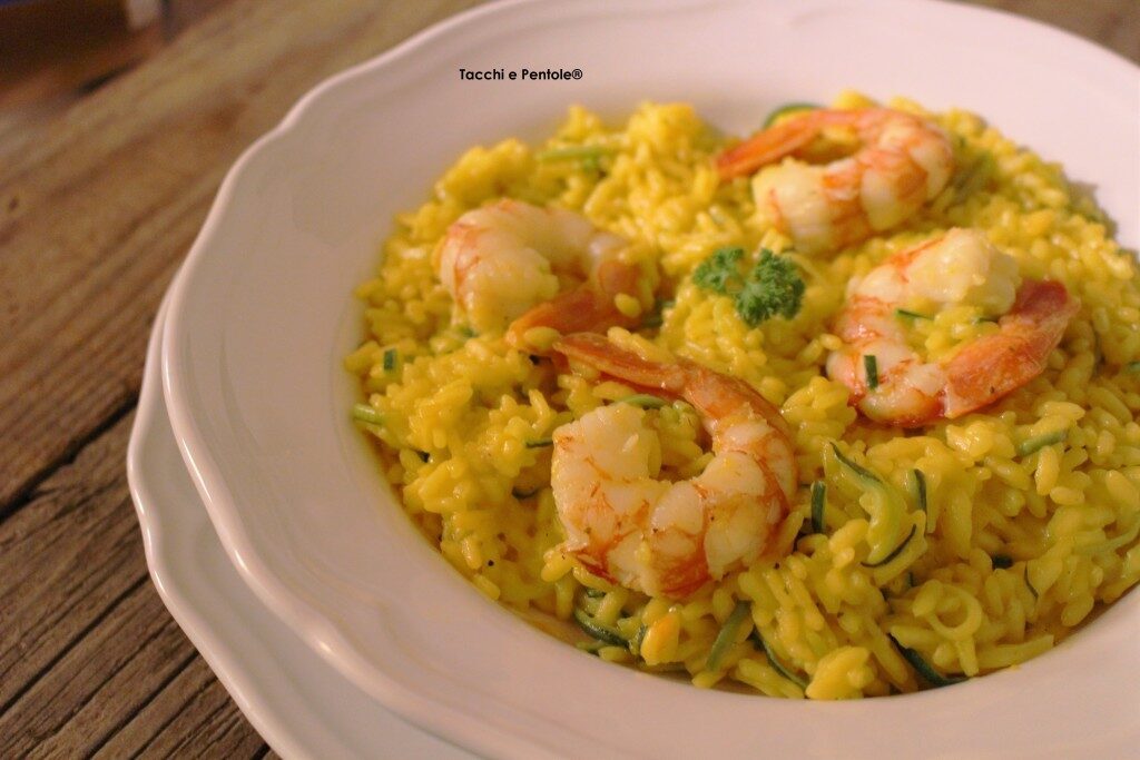 Risotto gamberi zucchine e zafferano