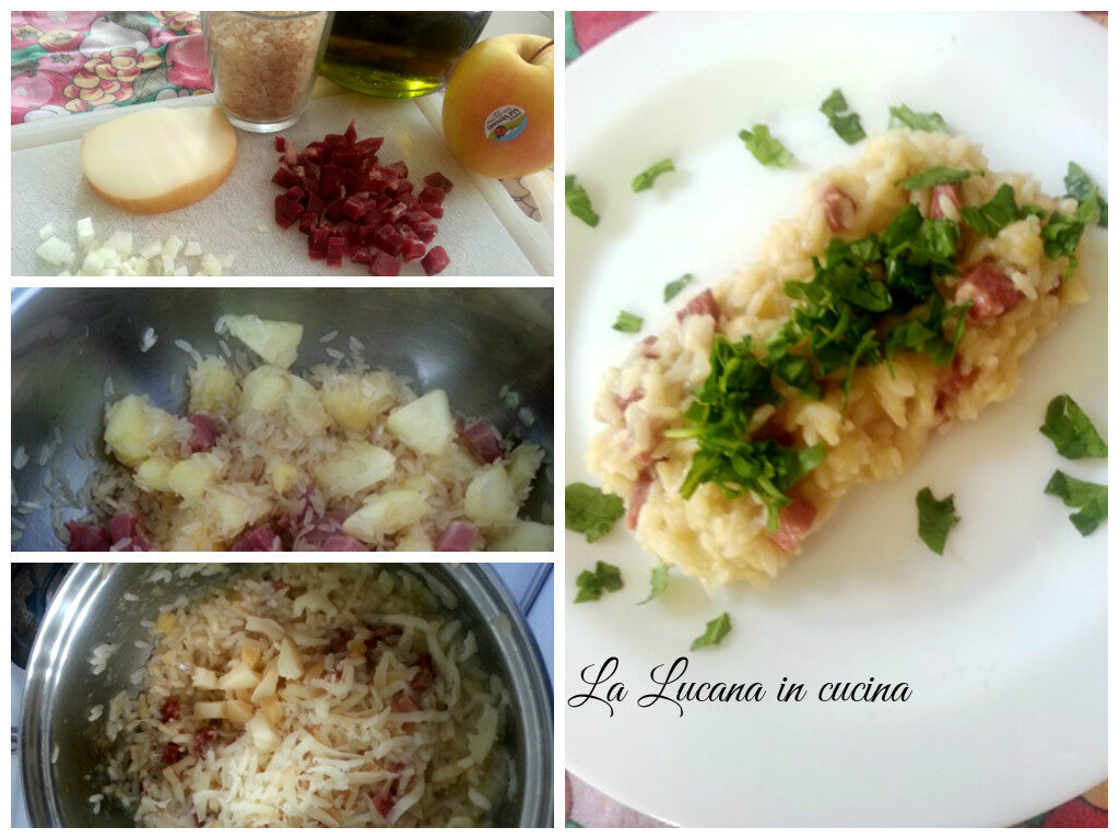 Risotto mele, speck e scamorza affumicata