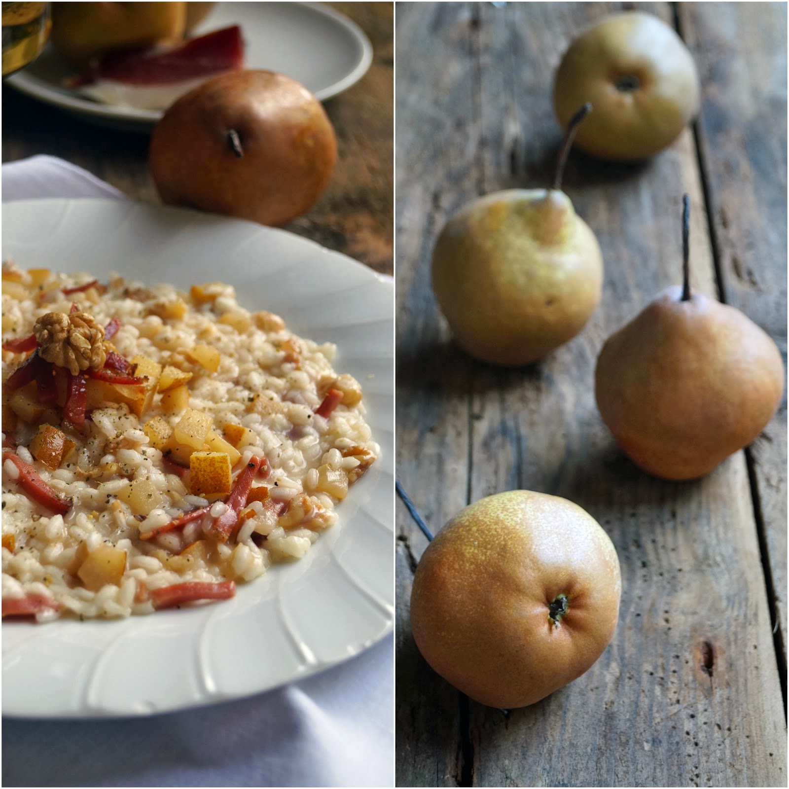 Risotto pere, noci, speck e pepe vaniglia
