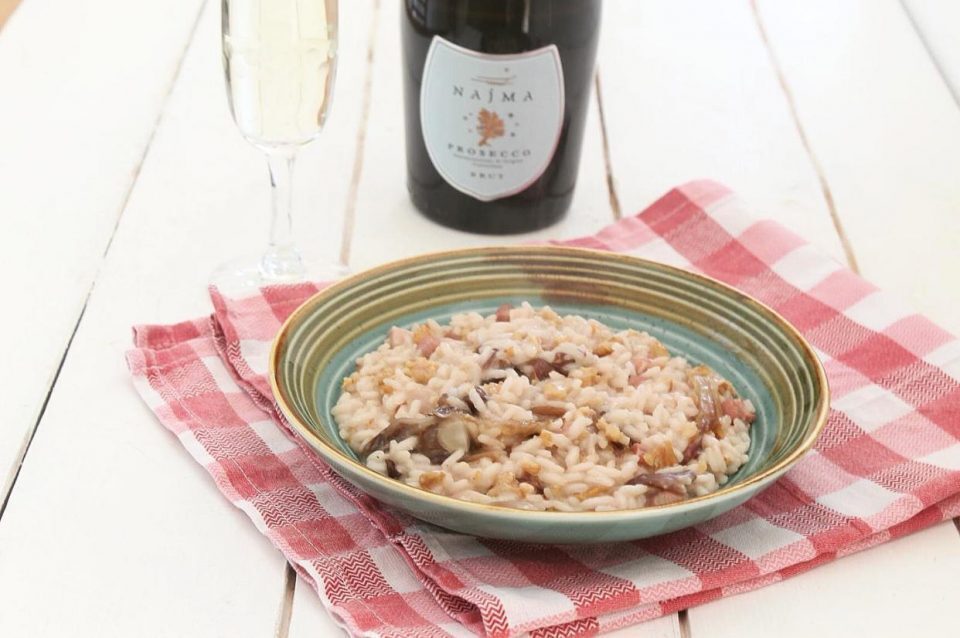 Risotto radicchio, speck e noci