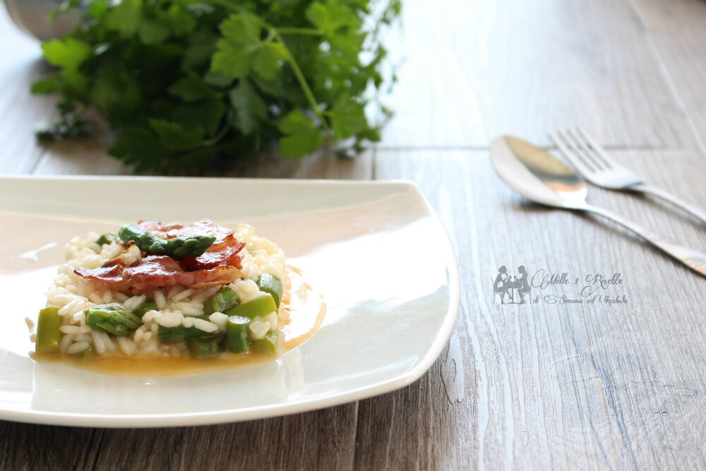 Risotto speck croccante ed asparagi