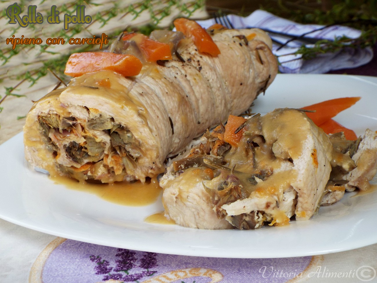 Rollè di pollo ripieno con carciofi