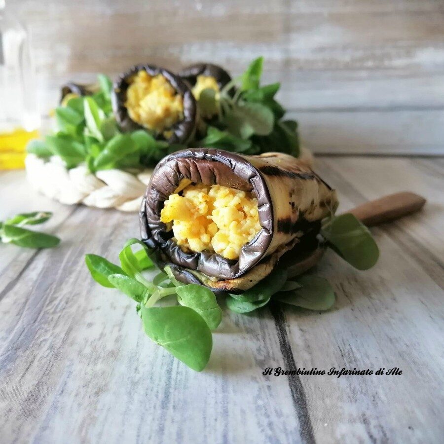 Rotolini di melanzane con uova