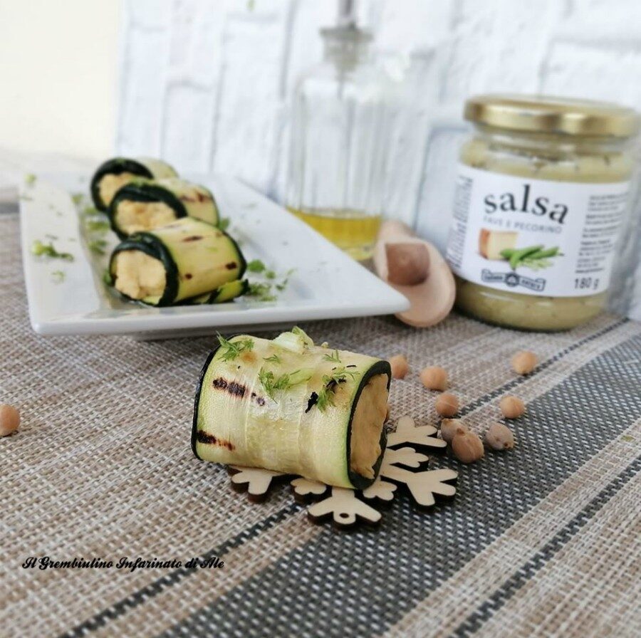 Rotolini di zucchine ai ceci e crema al pecorino