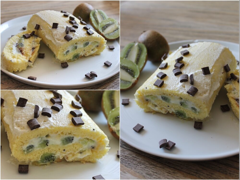 Rotolo  cioccolato, kiwi e vodka alla pesca