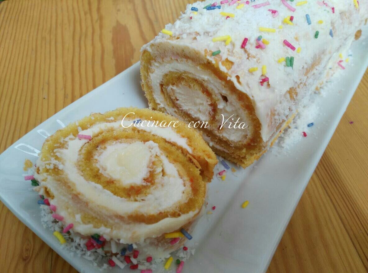 Rotolo di carote con crema di formaggio, burro e cocco