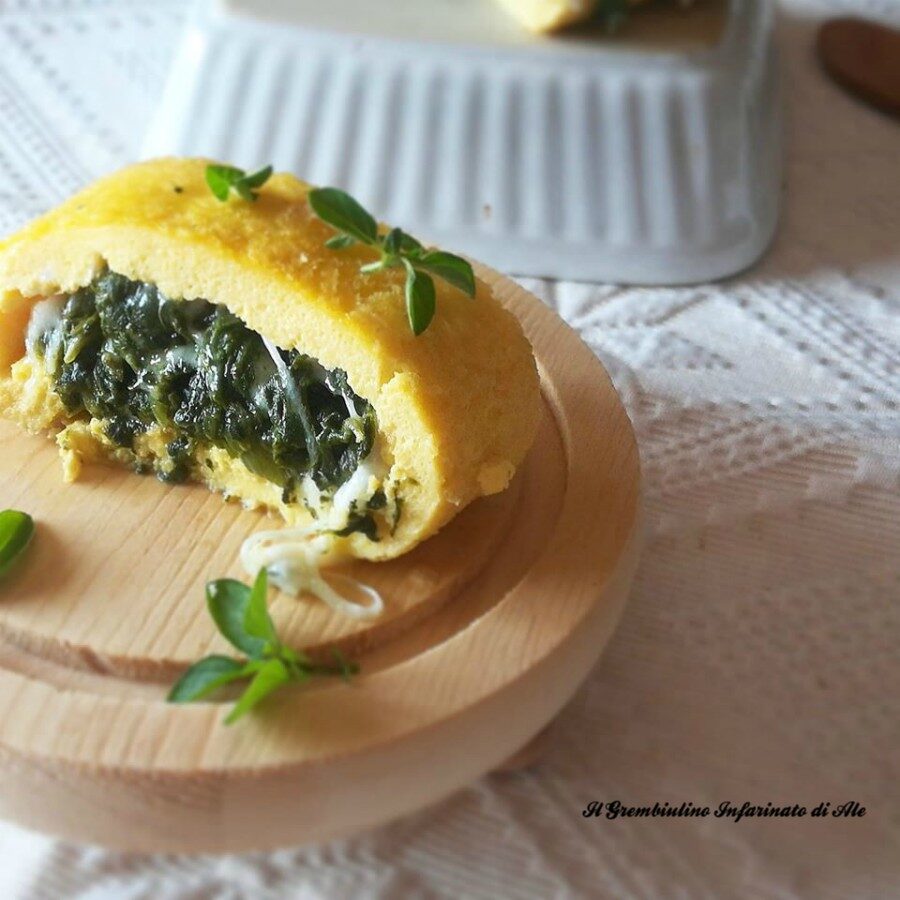 Rotolo di frittata al forno con spinaci e scamorza
