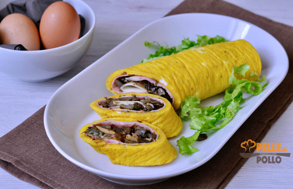 Rotolo di frittata con carciofi e prosciutto