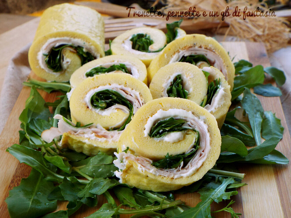 Rotolo di frittata con tacchino e cicorietta