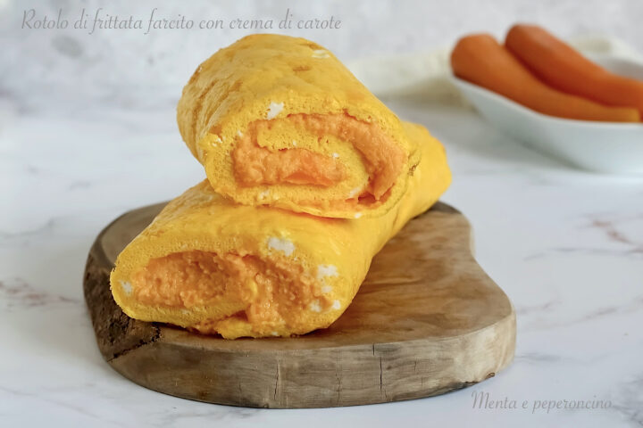 Rotolo di frittata farcito con crema di carote