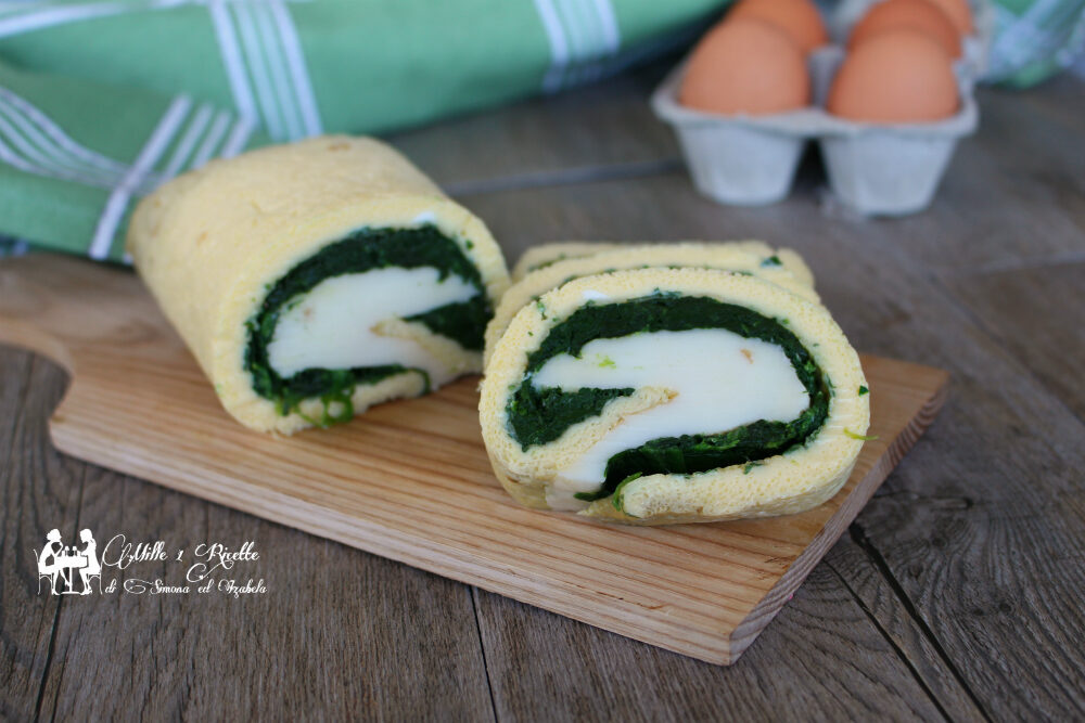 Rotolo di frittata filante con spinaci