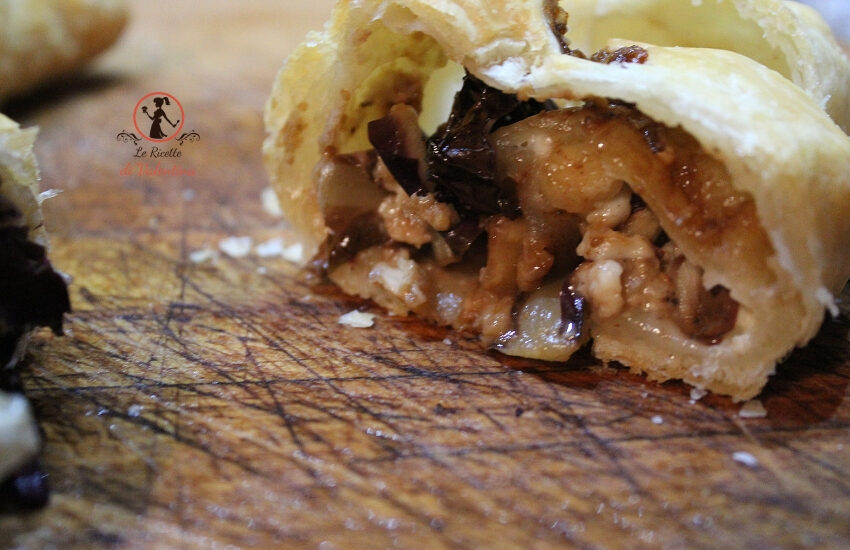 Rotolo di sfoglia al radicchio e nocciole, cotto in friggitrice ad aria