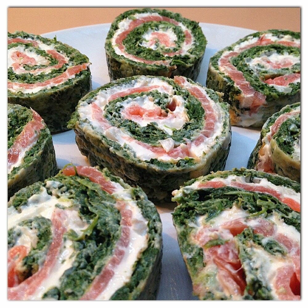Rotolo di spinaci con salmone affumicato e philadelphia
