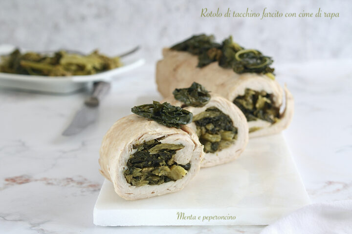 Rotolo di tacchino farcito con cime di rapa